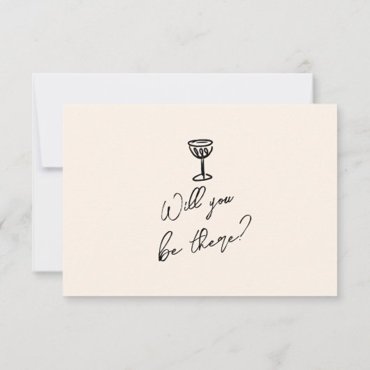 Retro Hand Geschreven Getrokken Cupido QR Code Bru RSVP Kaartje (Achterkant)