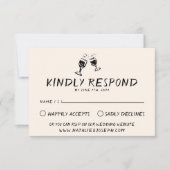 Retro Hand geschreven getrokken glazen eigenzinnig RSVP Kaartje (Voorkant)