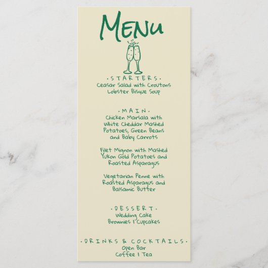 Retro Hand Geschreven Getrokken Groene Eigenzinnig Menu (Voorkant)
