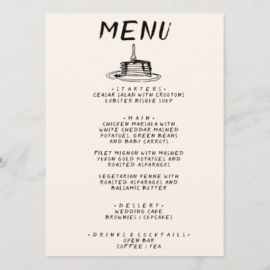 Retro Hand geschreven getrokken taart eigenzinnig  Menu (Voorkant)