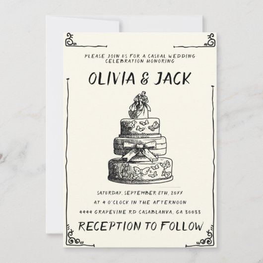 Retro Hand Geschreven Getrokken Taart Quirky Lijst Kaart (Voorkant)