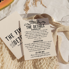 Retro Hand Geschreven Teken Bow Wedding Details Informatiekaartje