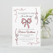 Retro Hand getekend Coquette Roze strik Baby showe Kaart (Staand voorkant)