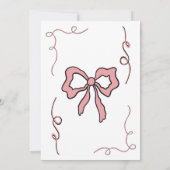 Retro Hand getekend Coquette Roze strik Baby showe Kaart (Achterkant)