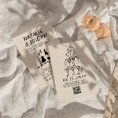 Retro Hand getekend Geschreven Champagne QR Code T Kaart