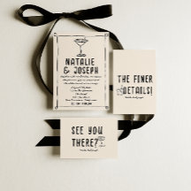 Retro Hand getekend Geschreven Cocktail Quirky Wed