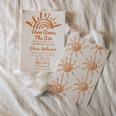 Retro hand getekend hier komt de zoon Baby shower Kaart