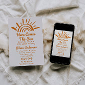 Retro hand getekend hier komt de zoon Baby shower Kaart