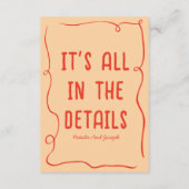 Retro Hand getekend Rood Eigenzinnig Unieke bruilo Informatiekaartje (Achterkant)