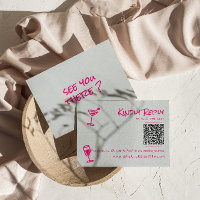 Retro Hand getekend Roze Funky QR Code Huwelijk