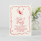 Retro hand getekende gejuich voor veertig 40e verj kaart (Staand voorkant)