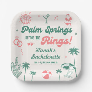 Retro Hand Getekende Palm Springs Meisjesuitje Papieren Bordje