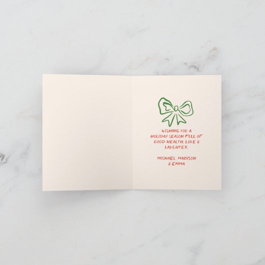 Retro Hand getrokken Boog Tree Unique Christmas Feestdagen Kaart (Binnen)