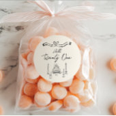 Retro Hand Getrokken Cake Kaarsen Fun 21st Verjaar Ronde Sticker