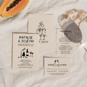 Retro Hand getrokken geschreven Champagne eigenzin Kaart