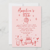 Retro Hand getrokken handgeschreven funky 30 verja Kaart (Voorkant)