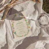 Retro Hand Getrokken Kleurrijke Bloemen Krans Trou Kaart