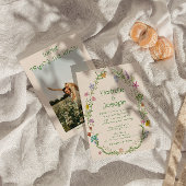 Retro Hand Getrokken Kleurrijke Bloemen Krans Trou Kaart