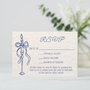 Retro Hand Getrokken Marine Blauw Trouwwebsite QR RSVP Kaartje