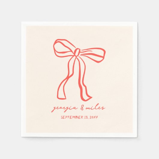 Retro Hand Getrokken Trouwservetten Servet (Voorkant)