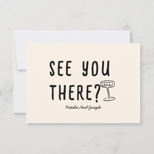 Retro Hand getrokken vet eigenzinnige moderne brui RSVP Kaartje (Achterkant)