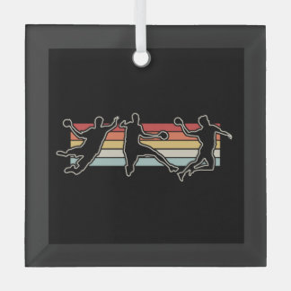 Retro  handbalspeler glas ornament
