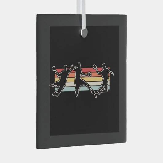 Retro handbalspeler glas ornament (Voorkant Rechts)