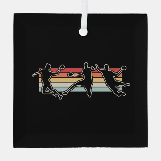 Retro  handbalspeler glas ornament (Achterkant)