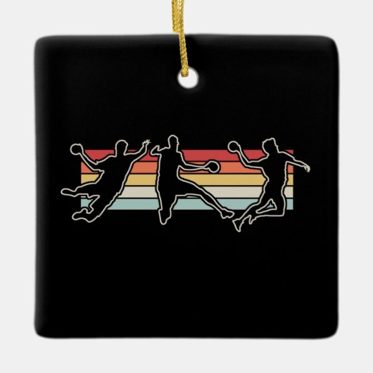 Retro  handbalspeler keramisch ornament (Voorkant)