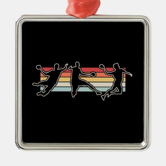 Retro  handbalspeler metalen ornament (Voorkant)