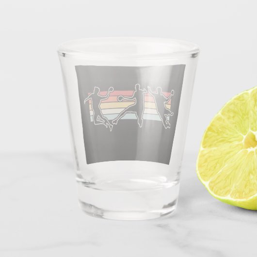 Retro  handbalspeler shot glas (Achterkant)