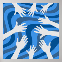 Retro Handen Blauwe Lijnen Kunst