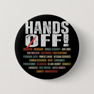 Retro Handen Uit Protest Public Lands Medicare Par Ronde Button 5,7 Cm