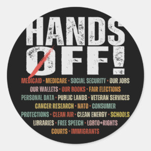 Retro Handen Uit Protest Public Lands Medicare Par Ronde Sticker