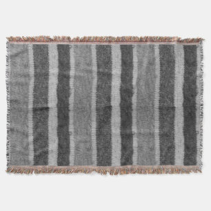 retro - handgebreide zwarte en witte strepen deken