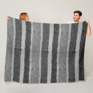 retro - handgebreide zwarte en witte strepen fleece deken
