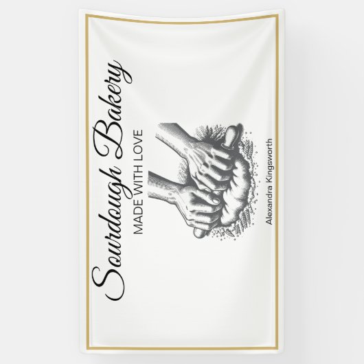 retro handgemaakte Sourdough bakkerij voor bakker Spandoek (Verticaal)