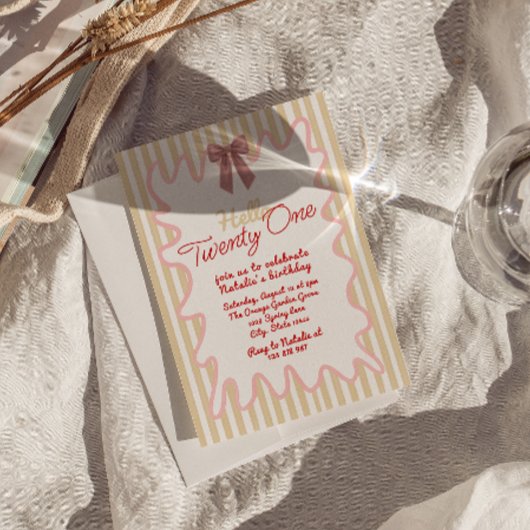 Retro Handgeschilderde Boog Hallo Eenentwintig Ver Kaart