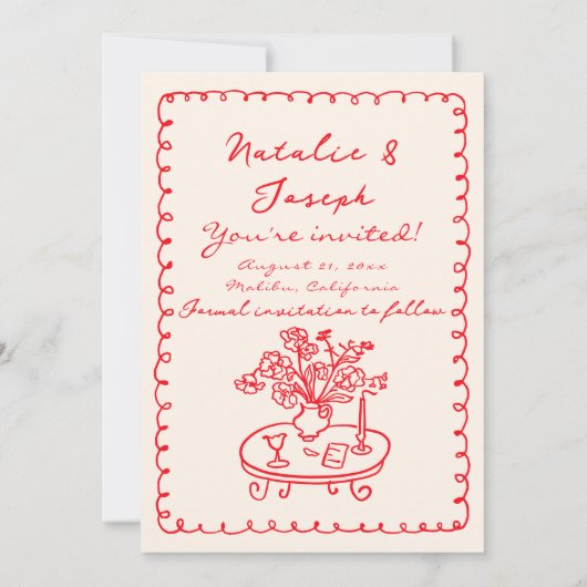 Retro handgeschreven getekend eigenzinnige foto Sc Save The Date (Achterkant)