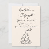 Retro handgeschreven getekende champagne foto brui save the date (Achterkant)