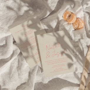 Retro handgeschreven grillige alles in één bruilof kaart