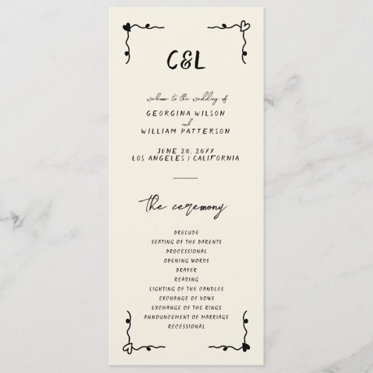 Retro Handgeschreven Whimsical Flat Programma (Voorkant)