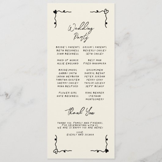 Retro Handgeschreven Whimsical Flat Programma (Achterkant)