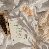 Retro Handgeschreven Whimsical Groene Bruiloft Kaart