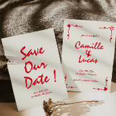 Retro Handgeschreven Whimsical Red Sla de data op Kaart