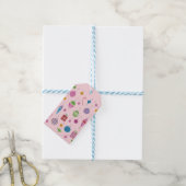 Retro handgetekende kerstversiering Pastel Pink Cadeaulabel (Met Touw)