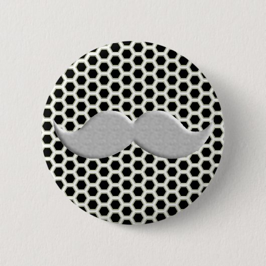 Retro Handlebar Mustache Mustache Ronde Button 5,7 Cm (Voorkant)