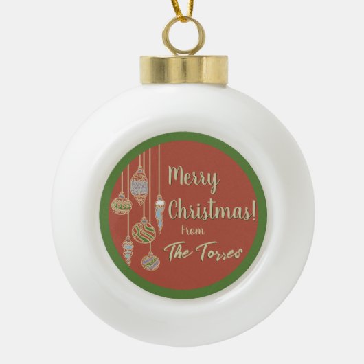 Retro Hanging Kerstversieringen Keramische Bal Ornament (Voorkant)