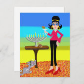 Retro Hanukkah en Martini Feestdagenkaart (Voorkant / Achterkant)