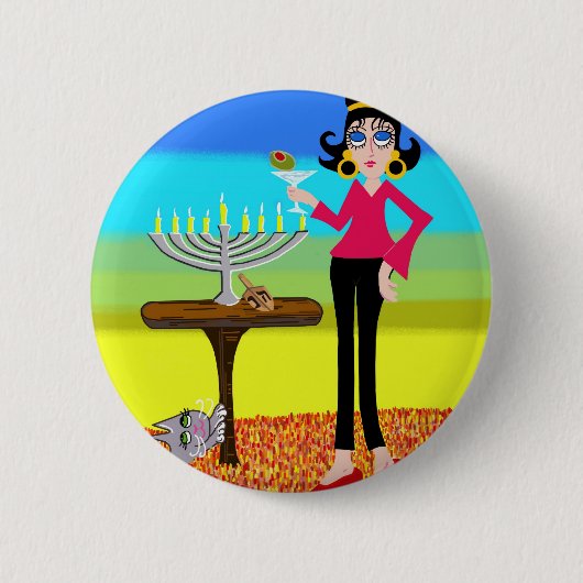 Retro Hanukkah en Martini Ronde Button 5,7 Cm (Voorkant)